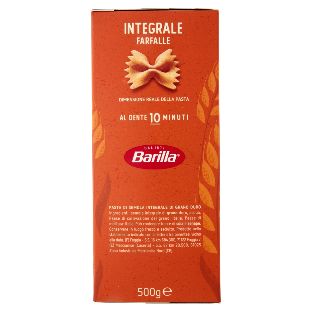 Barilla Pasta Integrale Farfalle 100% grano italiano 500 g