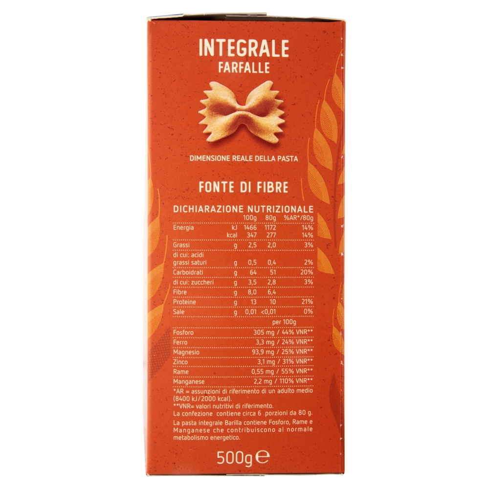 Barilla Pasta Integrale Farfalle 100% grano italiano 500 g