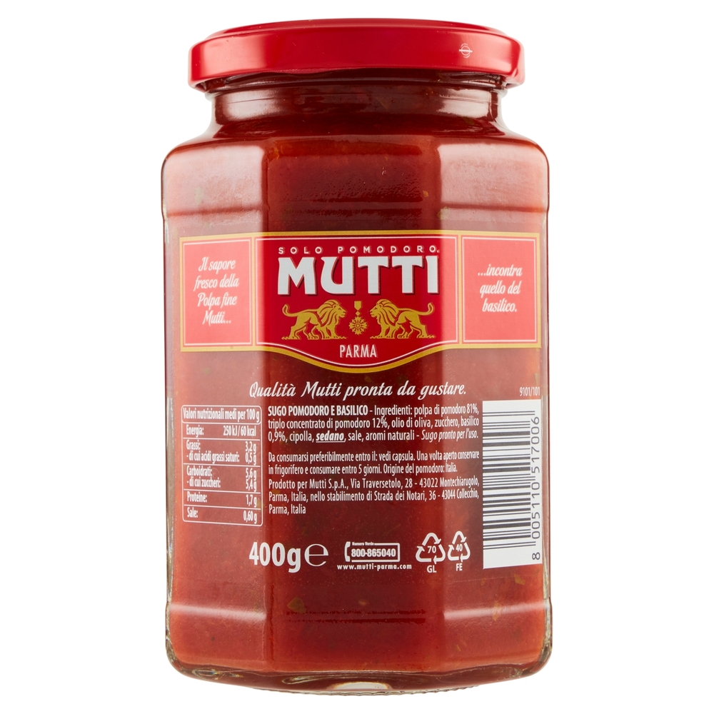 Mutti Sugo Semplice con Basilico 400 g