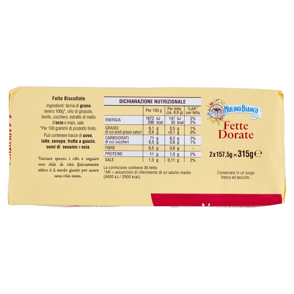 Mulino Bianco Fette Biscottate Dorate 315g