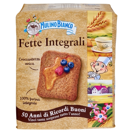 Mulino Bianco Fette Biscottate Integrali Ricche di Fibre 315g