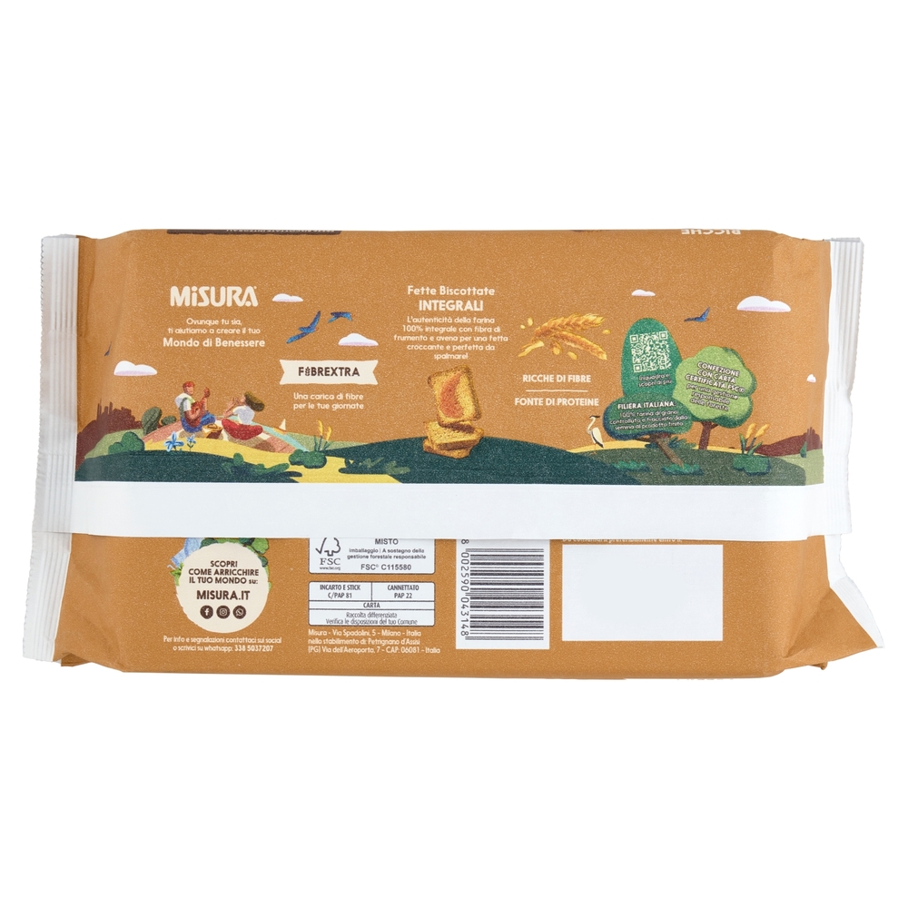 Misura Fibrextra Fette Biscottate con Fibre di Frumento e Avena 320 g