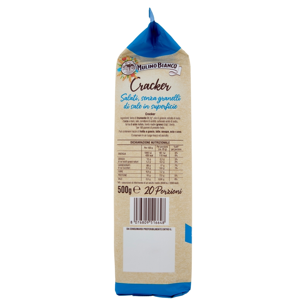 Mulino Bianco Cracker non Salati con Farina Sostenibile 500g