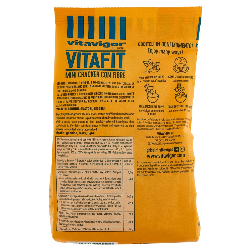 vitavigor VitaFit Mini Cracker con Crusca di Grano e Semi di Sesamo 150 g