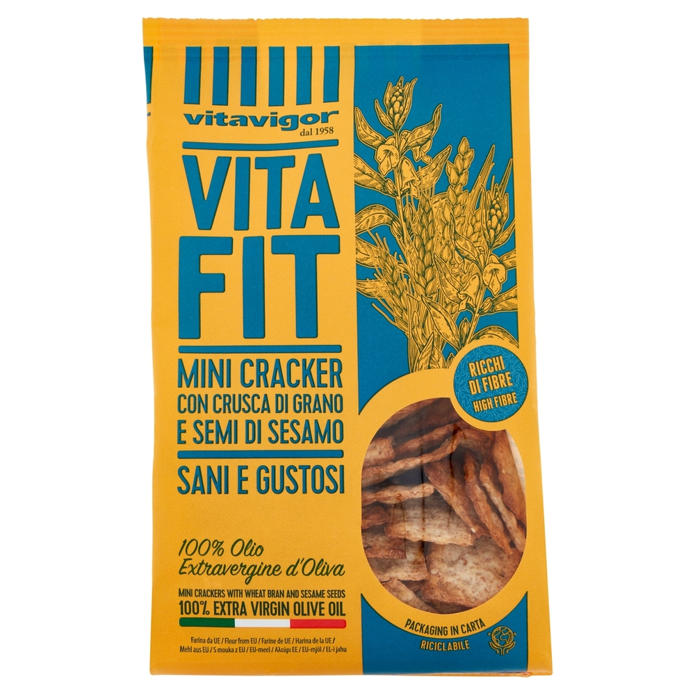 vitavigor VitaFit Mini Cracker con Crusca di Grano e Semi di Sesamo 150 g