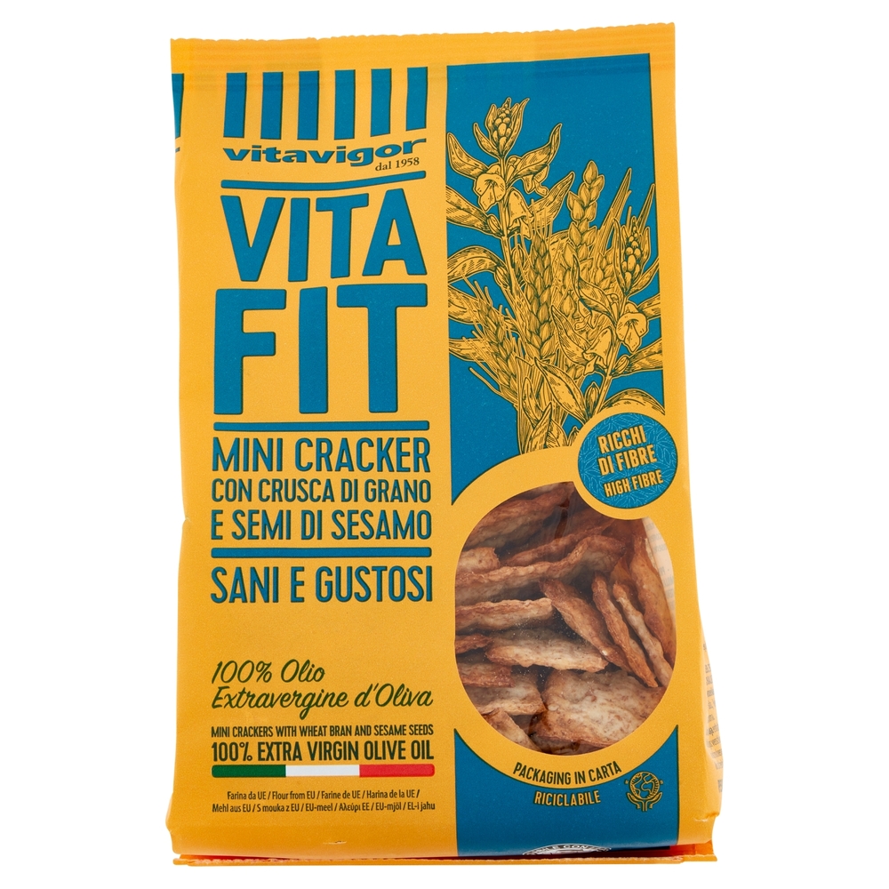 vitavigor VitaFit Mini Cracker con Crusca di Grano e Semi di Sesamo 150 g