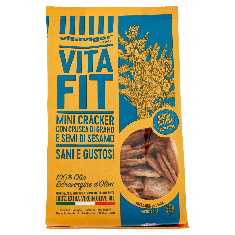 vitavigor VitaFit Mini Cracker con Crusca di Grano e Semi di Sesamo 150 g
