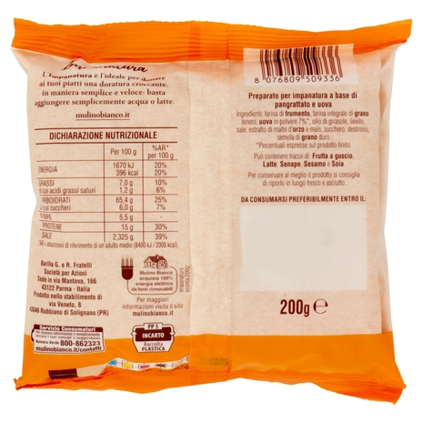 Mulino Bianco Impanatura Pronta Ideale per Impanare 200g