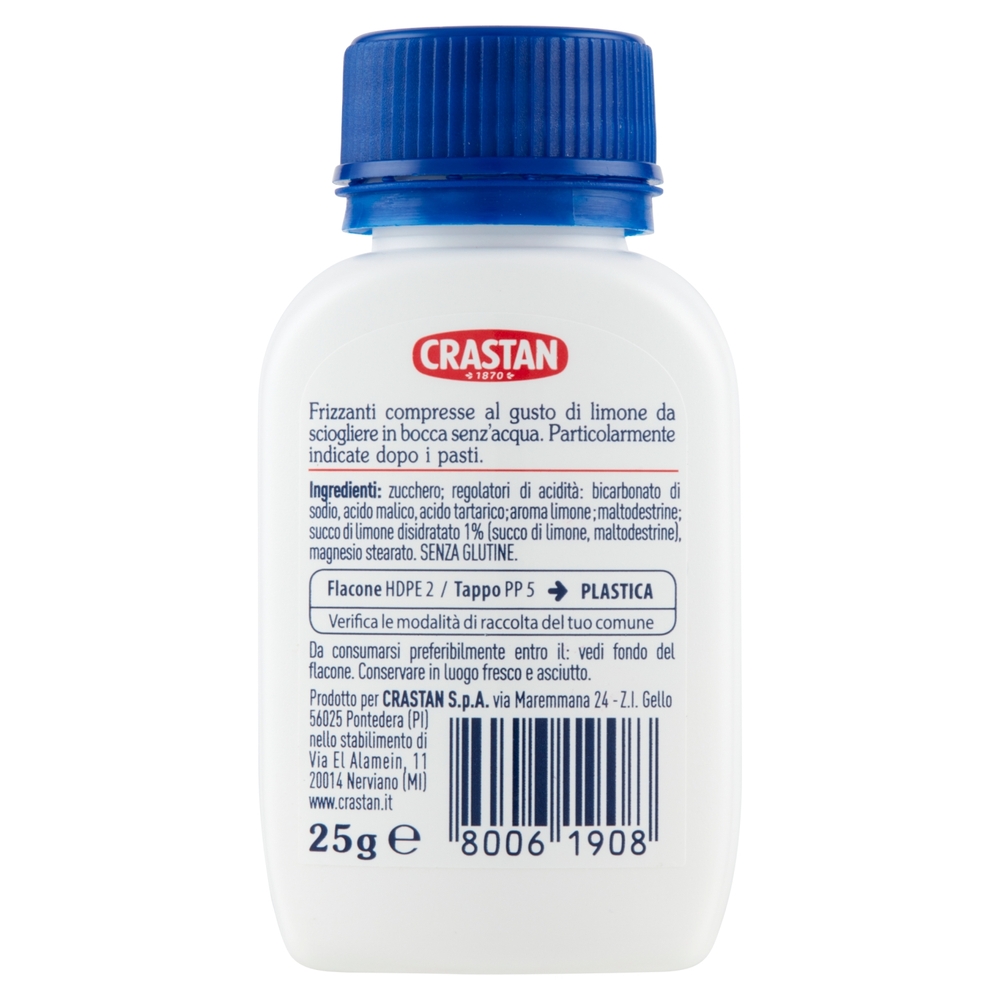 Crastan Effervescente Compresse con Succo di Limone 25 Compresse Masticabili 25 g
