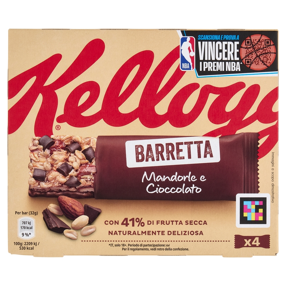 Kellogg's Barretta Mandorle e Cioccolato 4 x 32 g