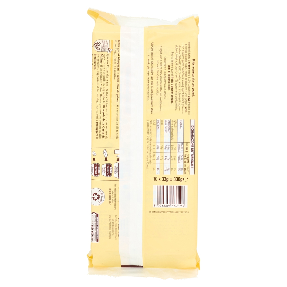 Mulino Bianco Plumcake Classico Merenda con Yogurt Italiano 10 pezzi 330g
