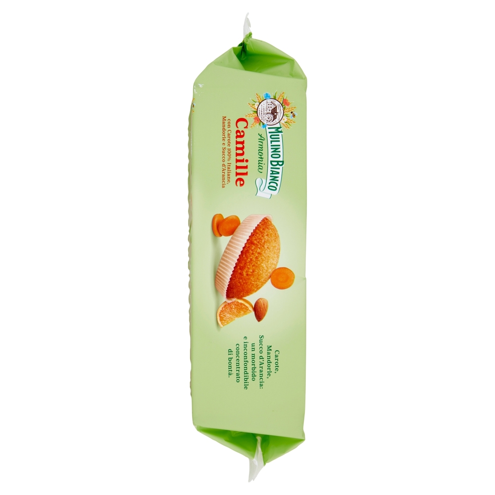 Mulino Bianco Camille Merenda Ricca di Fibre Carote Italiane Mandorle Succo d'Arancia 8 tortine 304g