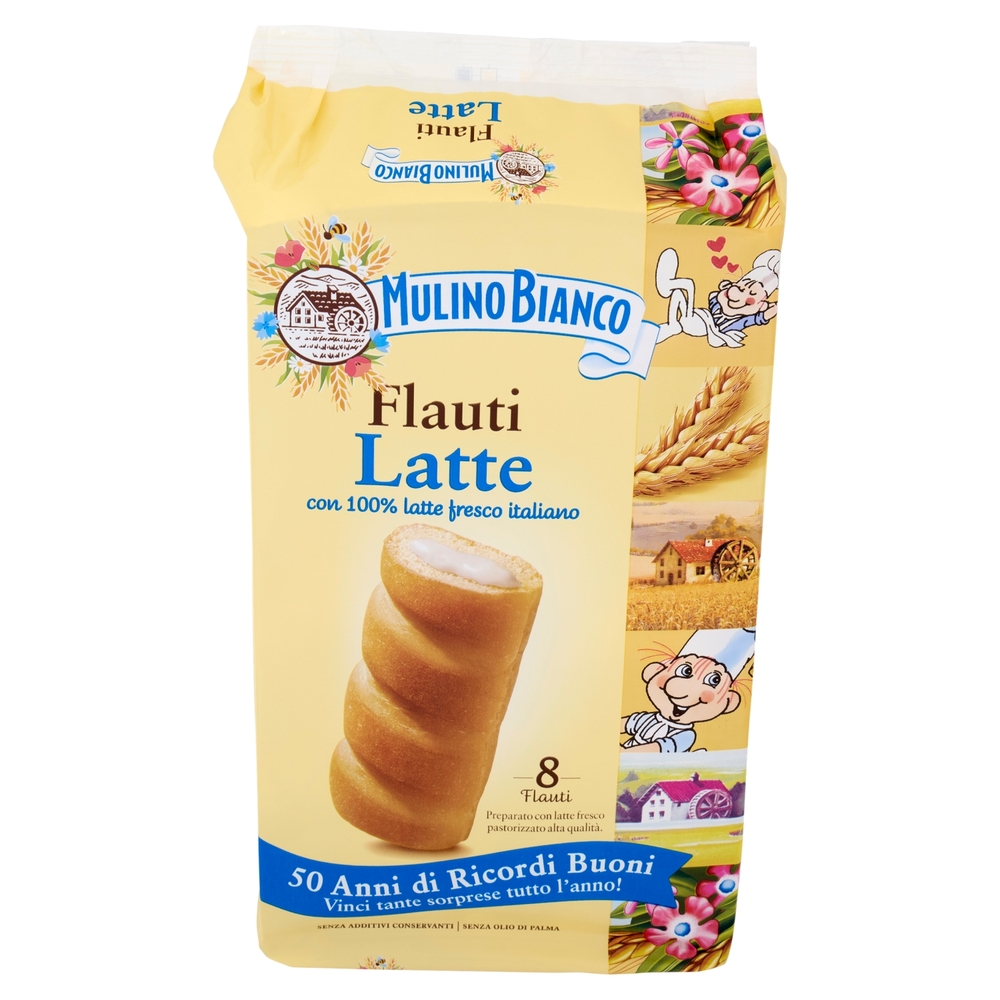Mulino Bianco Flauti Latte Merenda con 100% Latte Fresco Italiano 280g