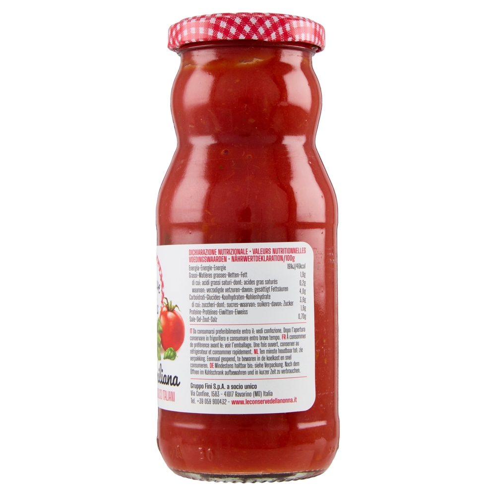 Le Conserve della Nonna Salsa Pronta Emiliana con Basilico Italiano 350 g