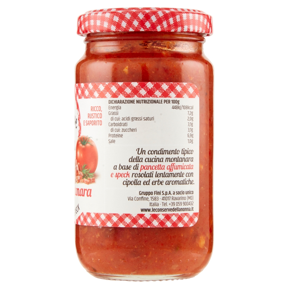 Le Conserve della Nonna Sugo alla montanara con Pancetta e Speck 190 g