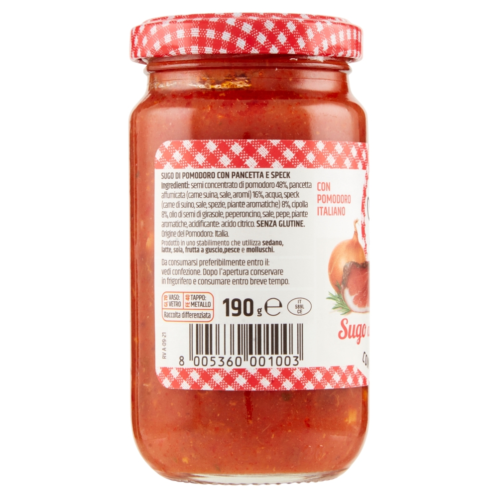 Le Conserve della Nonna Sugo alla montanara con Pancetta e Speck 190 g