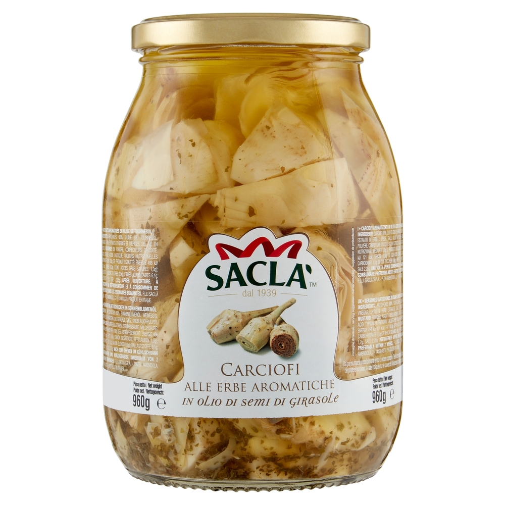 Saclà Carciofi alle Erbe Aromatiche in olio di semi di girasole 960 g