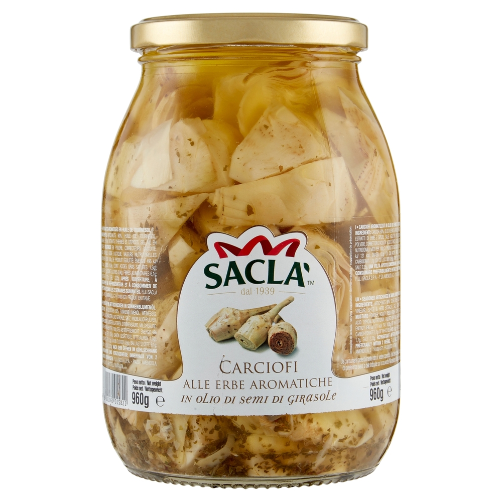 Saclà Carciofi alle Erbe Aromatiche in olio di semi di girasole 960 g