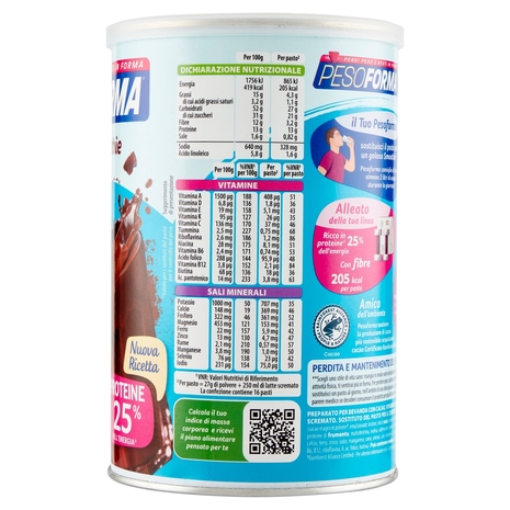 Pesoforma Choco Smoothie, Pasto sostitutivo gusto Cioccolato, Shake per il controllo del peso, 436g