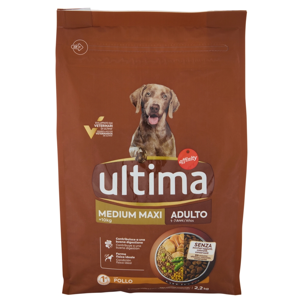 ultima Dog Medium Maxi +10kg Adulto 1-7 Anni Pollo 2,2 kg