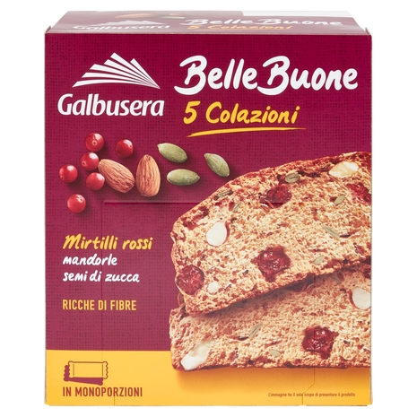 Galbusera BelleBuone 5 Colazioni Mirtilli rossi mandorle semi di zucca 5 x 40 g