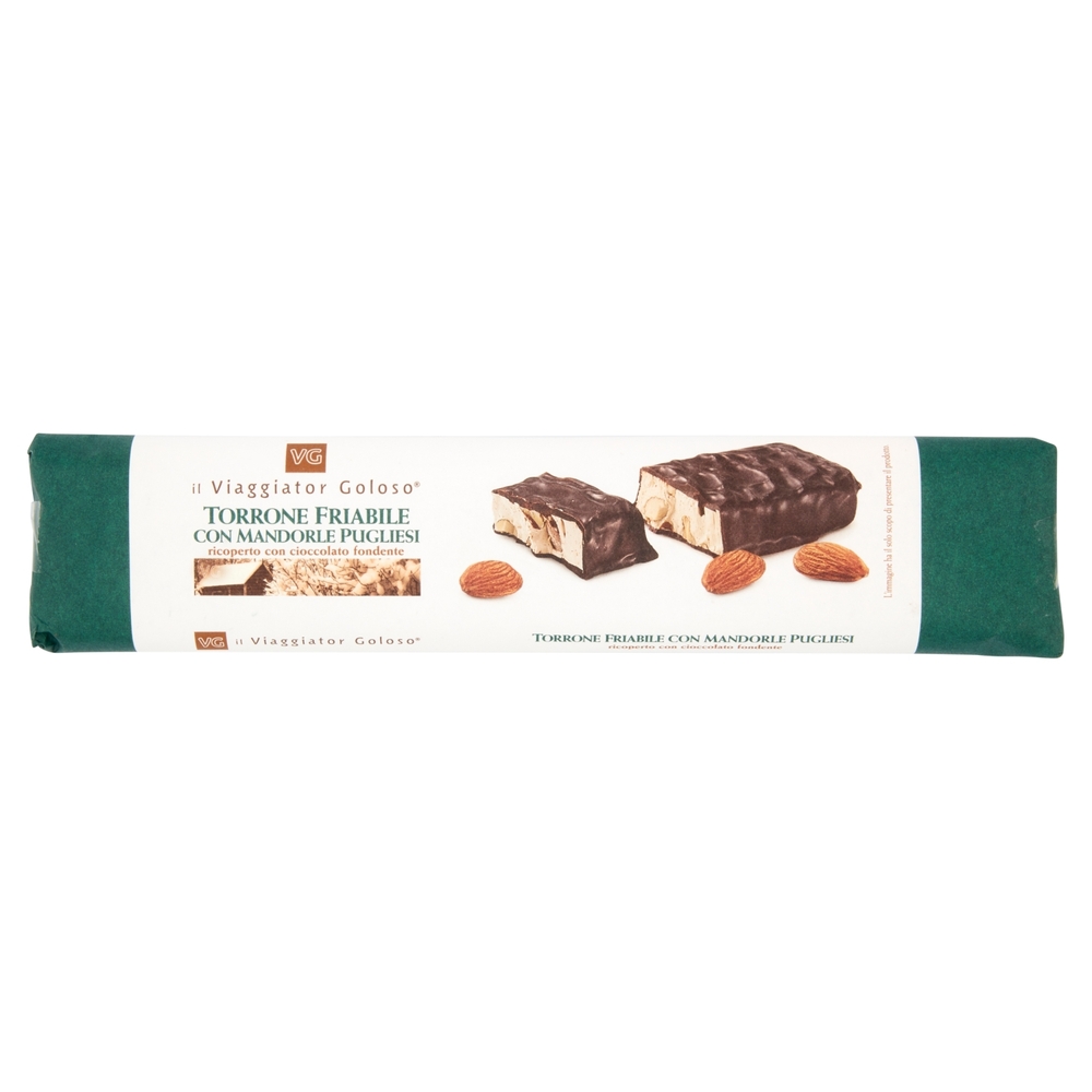 Torrone Friabile con Mandorle Pugliesi Ricoperto con Cioccolato Fondente il Viaggiator Goloso