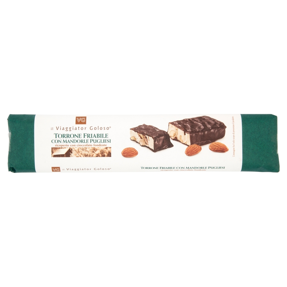 Torrone Friabile con Mandorle Pugliesi Ricoperto con Cioccolato Fondente il Viaggiator Goloso