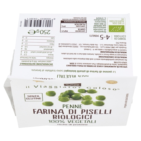 Penne Farina di Piselli BIO Il Viaggiator Goloso