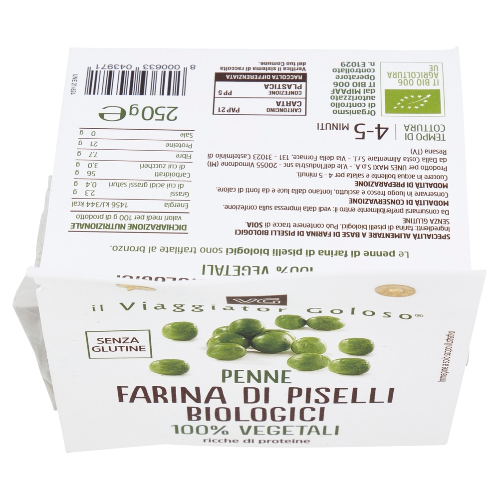 Penne Farina di Piselli BIO Il Viaggiator Goloso