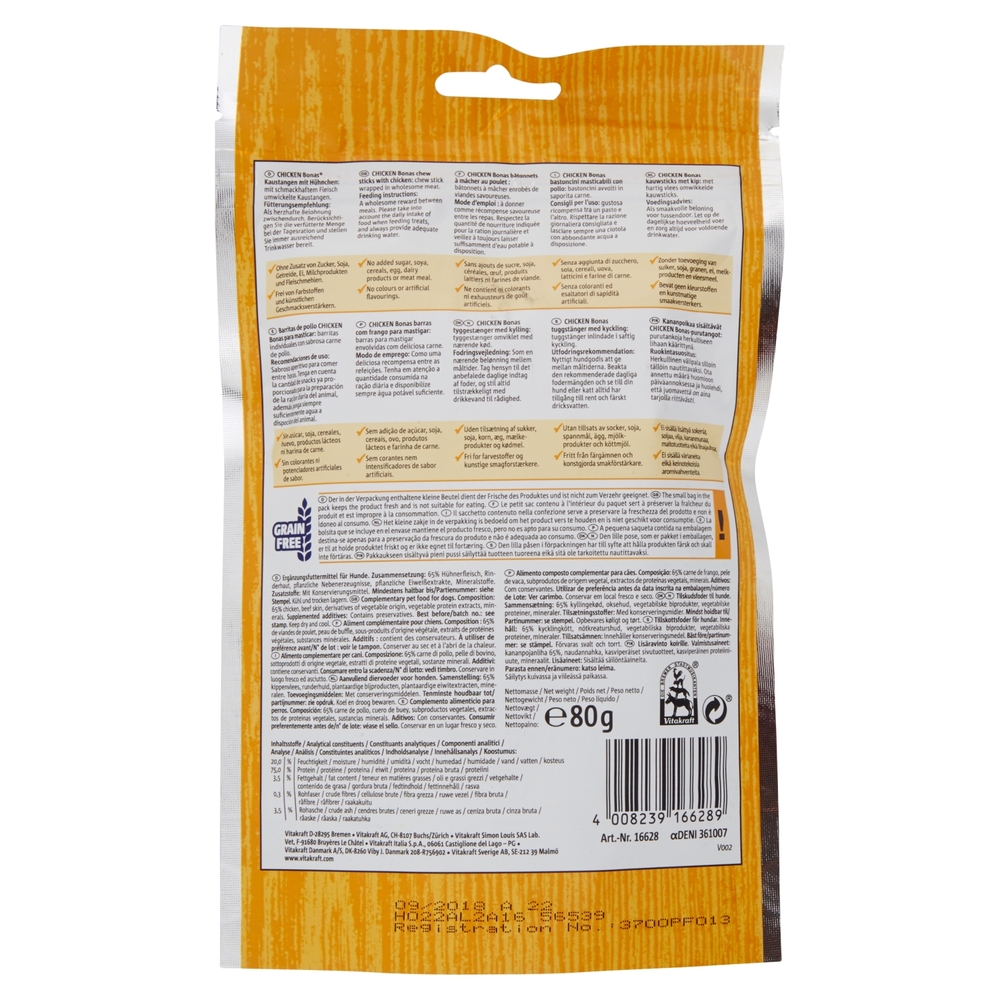 Vitakraft pure Chicken Bonas Bastoncini masticabili con pollo 80 g