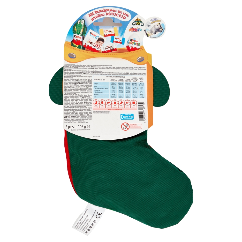 Kinder Calza Natoons Coccodrillo 8 pezzi 103 g