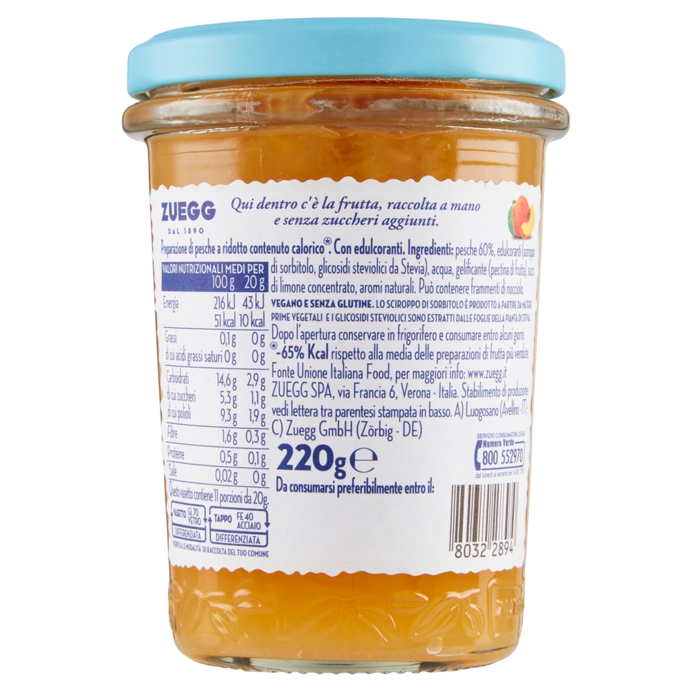 Zuegg Zero Zuccheri Aggiunti* Pesche 220 g