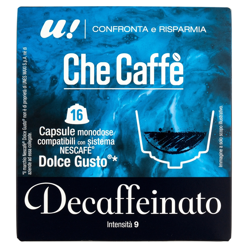 16 Capsule Che Caffè Decaffeinato Monodose Nescafè Dolce Gusto  U! Confronta e Risparmia