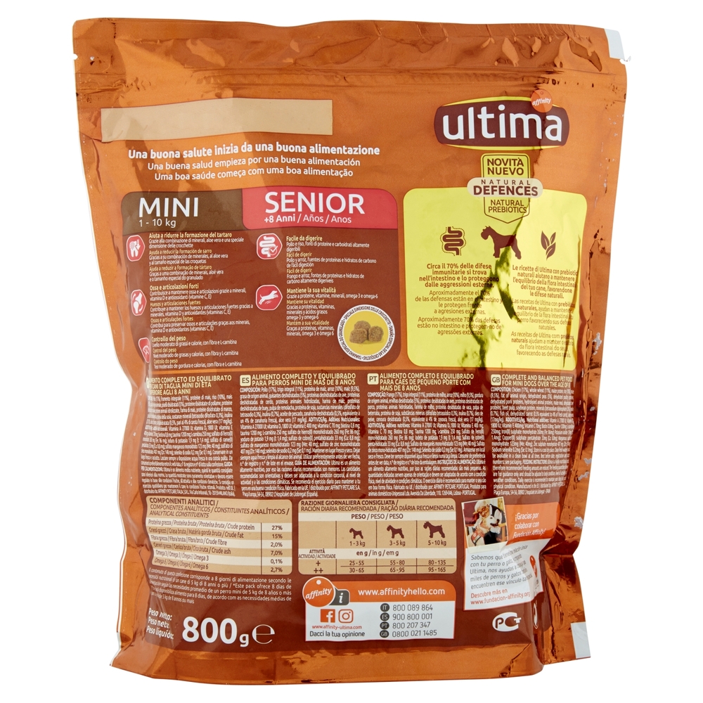 Ultima Dog Mini 1-10 kg Senior +8 Anni Pollo 800 g