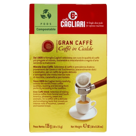 Caffè Cagliari Gran Caffè Cialde monodose per macchine espresso 18 x 7,5 g