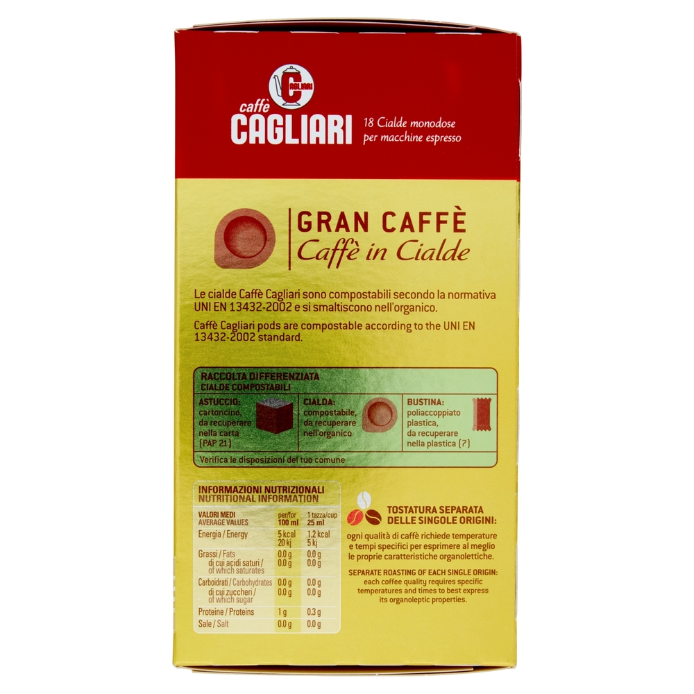 Caffè Cagliari Gran Caffè Cialde monodose per macchine espresso 18 x 7,5 g