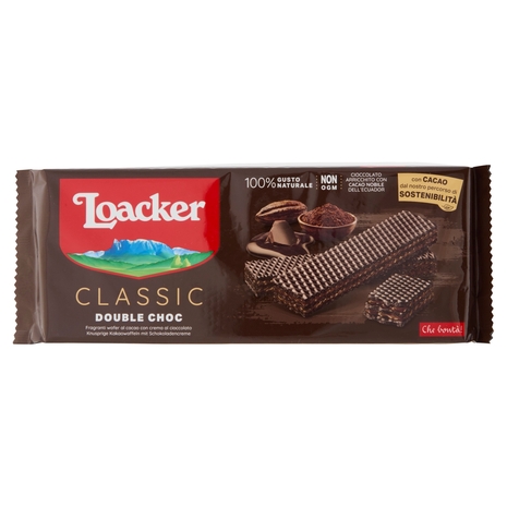 Loacker Classic Double Choc Wafer al Cacao dell'Ecuador con crema al Cioccolato Wafers 175g