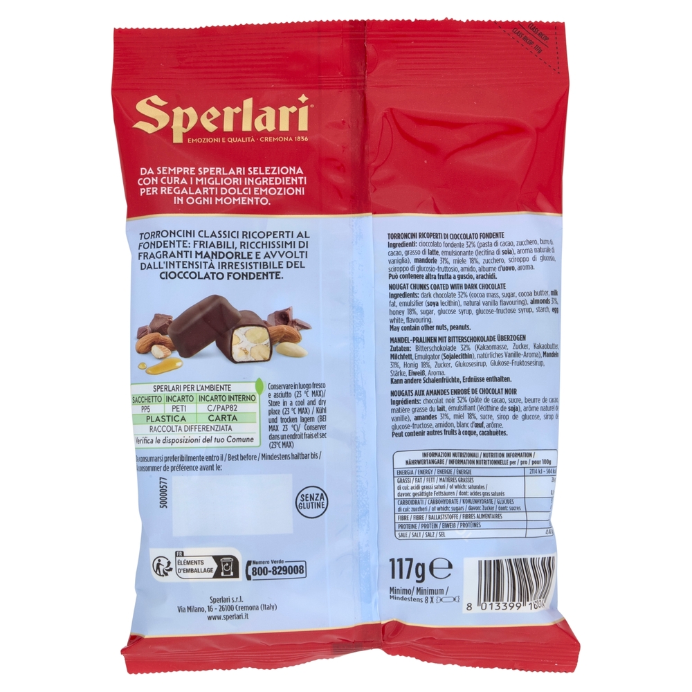 Sperlari Torroncini Classici Friabili Ricoperti al Fondente 117 g