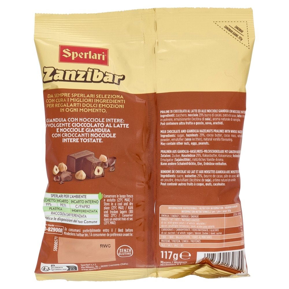 Sperlari Zanzibar Gianduia con Nocciole Intere 117 g