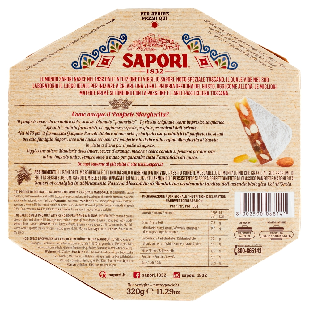 Sapori Panforte Margherita 320 g
