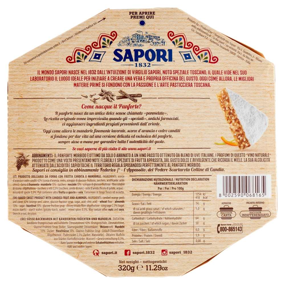 Sapori Panforte Morbido 320 g