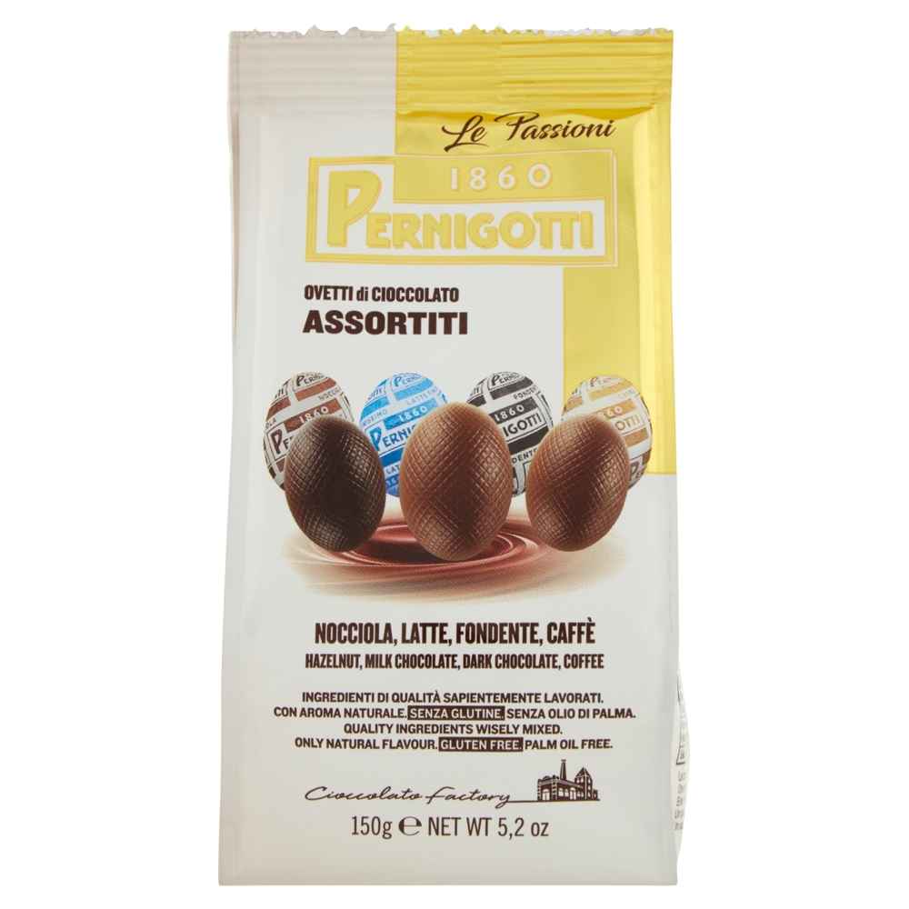 Pernigotti Le Passioni Ovetti di Cioccolato Assortiti Nocciola, Latte, Fondente, Caffè 150 g