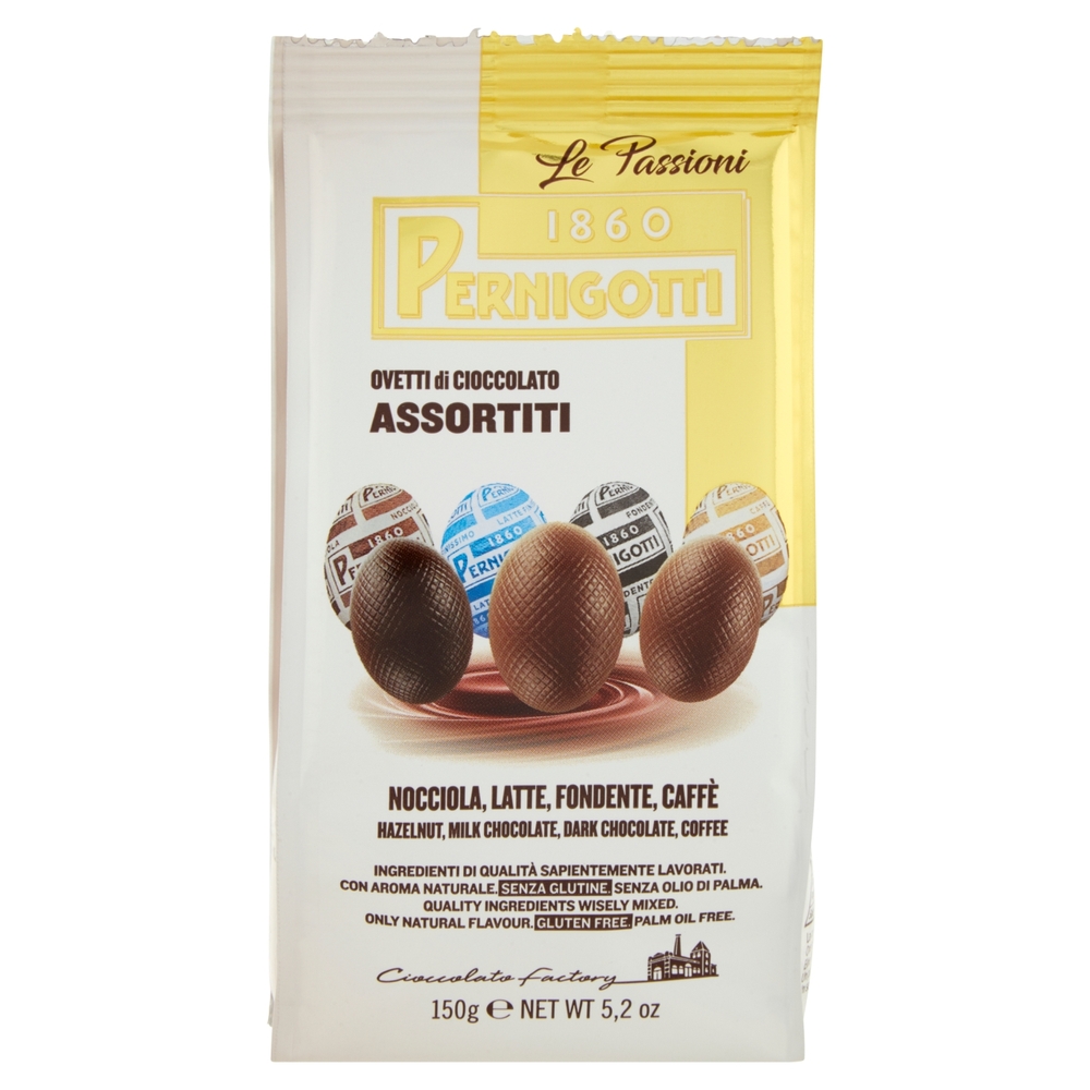 Pernigotti Le Passioni Ovetti di Cioccolato Assortiti Nocciola, Latte, Fondente, Caffè 150 g