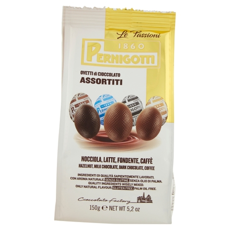 Pernigotti Le Passioni Ovetti di Cioccolato Assortiti Nocciola, Latte, Fondente, Caffè 150 g