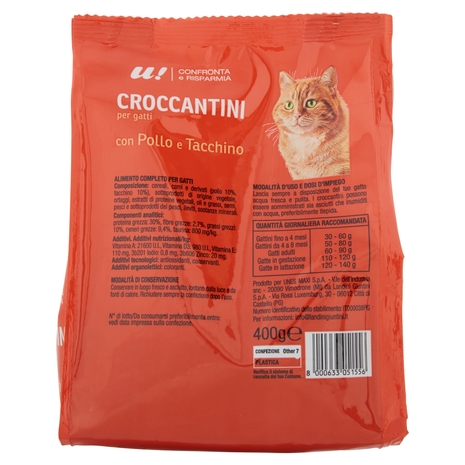 CROCCANTINI PER GATTI CON POLLO E TACCHINO U! Confronta e Risparmia