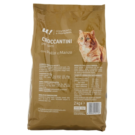 CROCCANTINI PER GATTI CON POLLO E MANZO U! Confronta e Risparmia