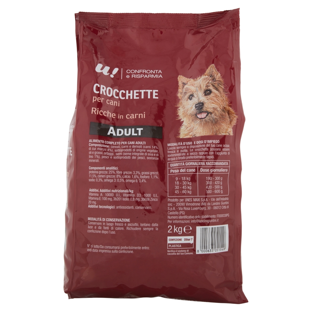 CROCCANTINI PER CANI RICCHE DI CARNI CON MANZO U! Confronta e Risparmia