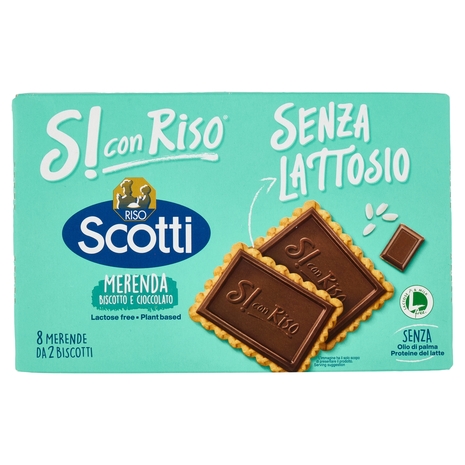 Riso Scotti Si con Riso Senza Lattosio Merenda Biscotto e Cioccolato 8 x 25 g