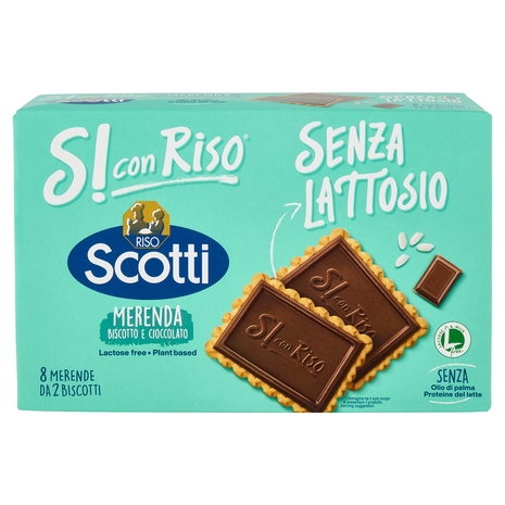 Riso Scotti Si con Riso Senza Lattosio Merenda Biscotto e Cioccolato 8 x 25 g