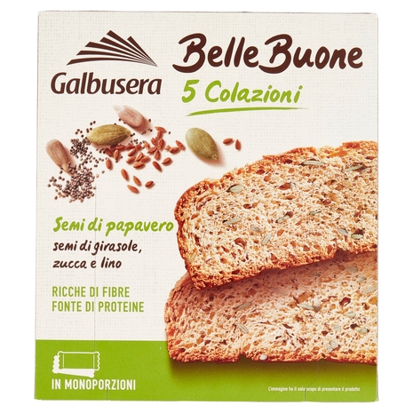 Galbusera BelleBuone 5 Colazioni Semi di papavero semi di girasole, zucca e lino 5 x 40 g